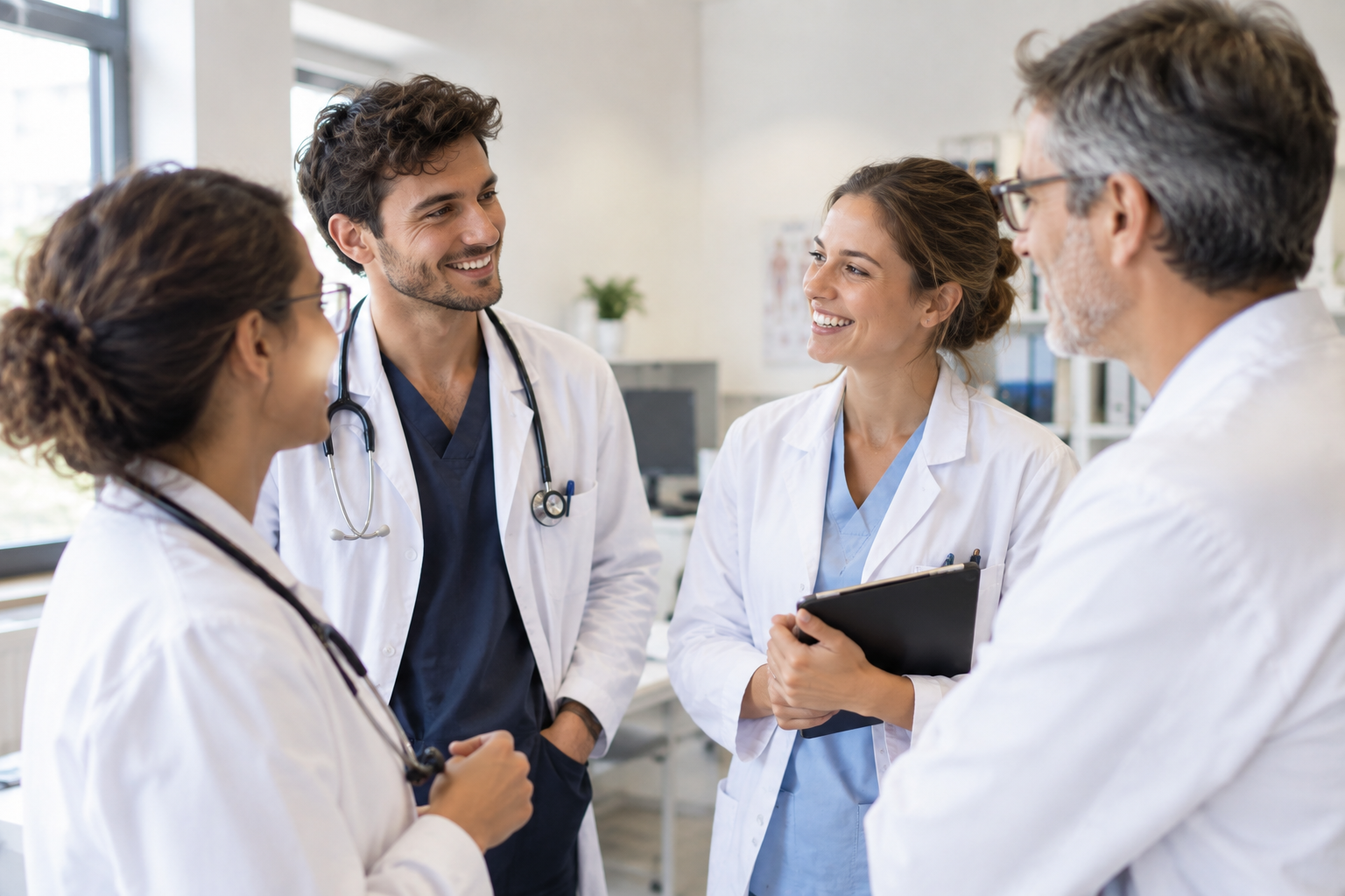 Discussion d’équipe médicale en clinique
